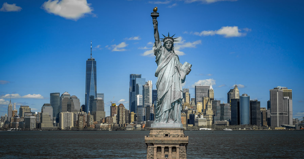 New York City skyline with the Statue of Liberty
